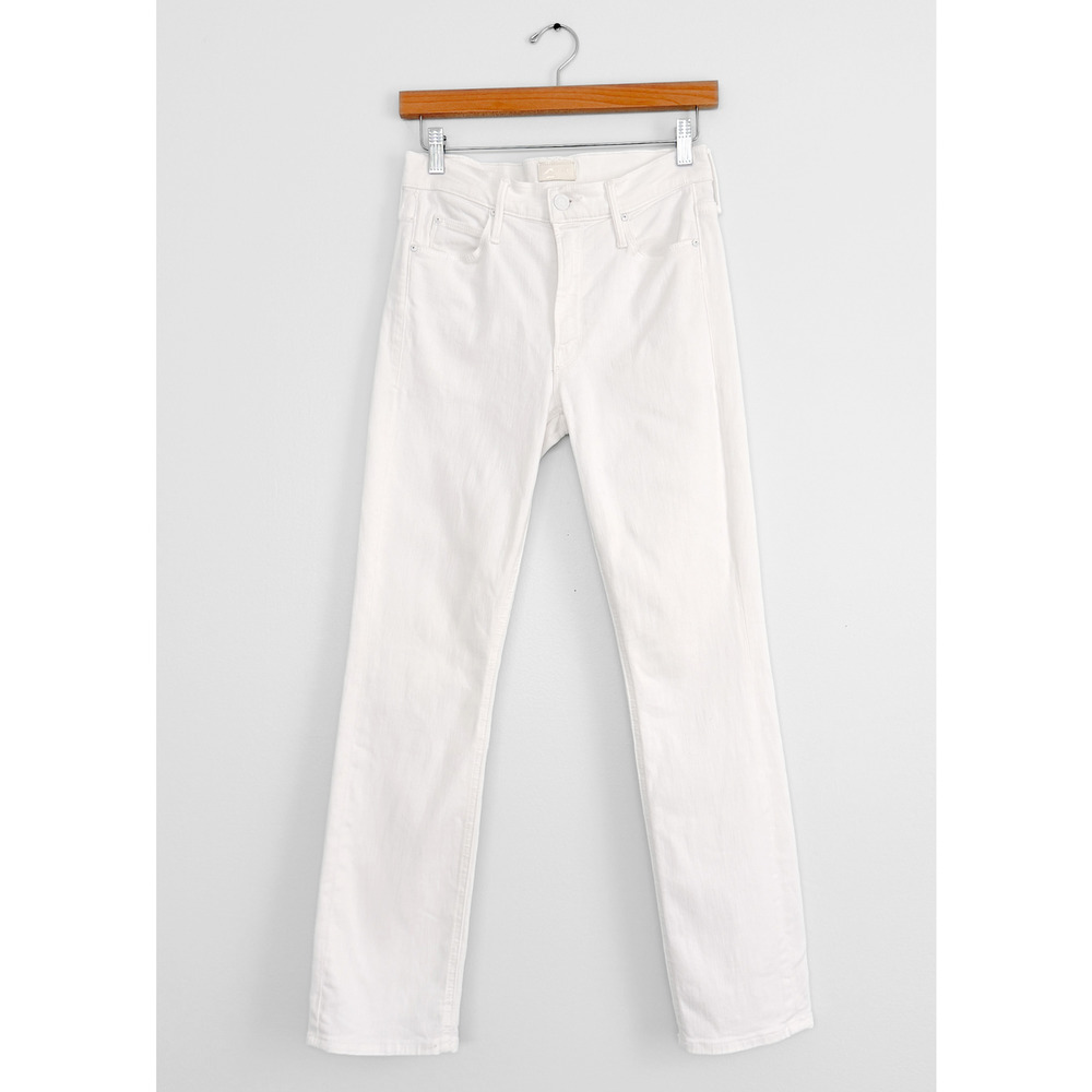 MOTHER The Hustler Ankle Fray Jeans in Glass Slipper White Cropped Denim - Picture 3 of 11